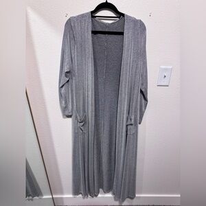 Open-Front Long Cardigan Sweater - Gray